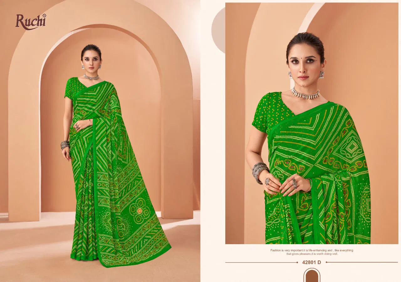 Star Chiffon 195 By Ruchi Chiffon Daily Wear Sarees Wholesale Market In Surat With Price